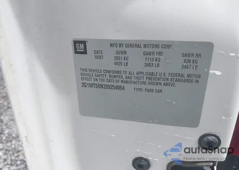 2008 Chevrolet Impala Lt из США, поврежденный, VIN 2G1WT58N289254964